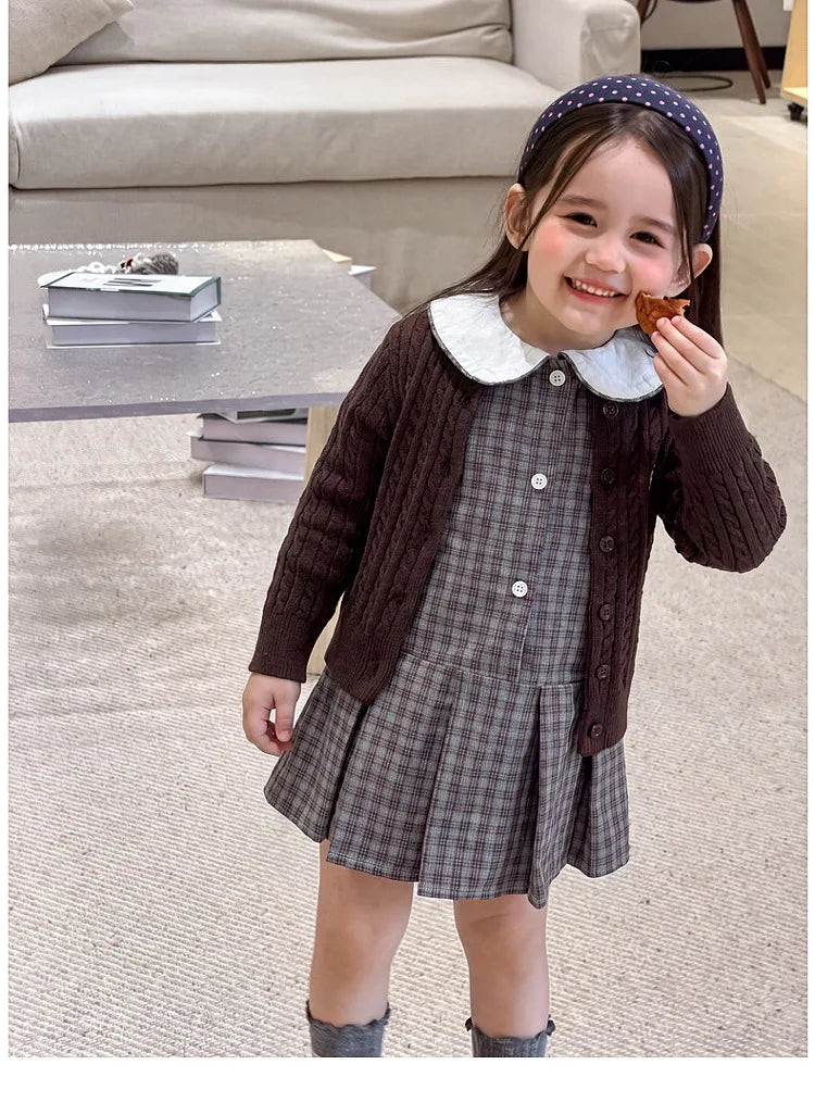 New Children Clothing Dress Winter Clothing Children Plaid Long Skirt Comfortable and Casual Pure Cotton A-class Baby Girl Dress