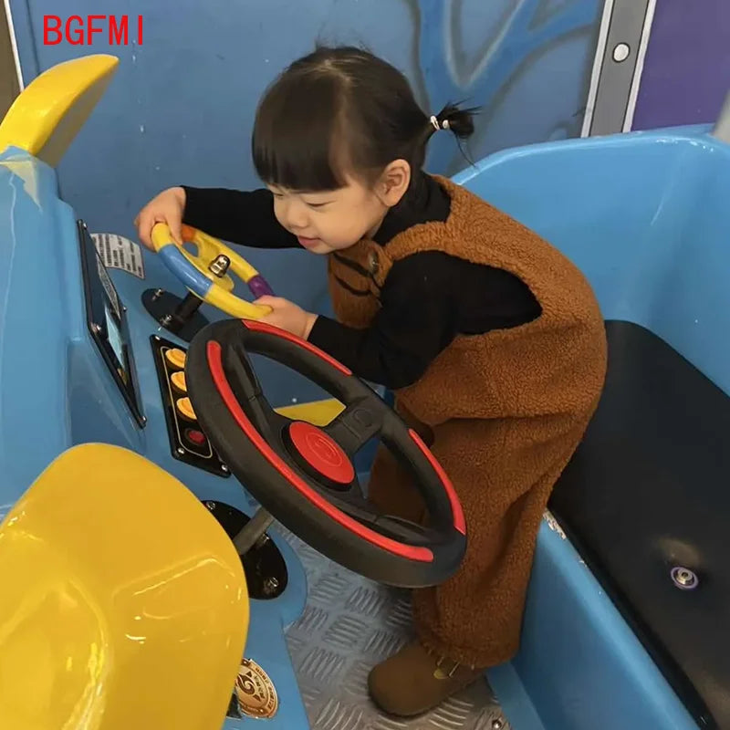 Korean Female Child Clothes Boys Infant Bottoms Children's Pants Girls Coffee Retro Lamb Wool Overalls Men's Baby Clothes 1-8 Y