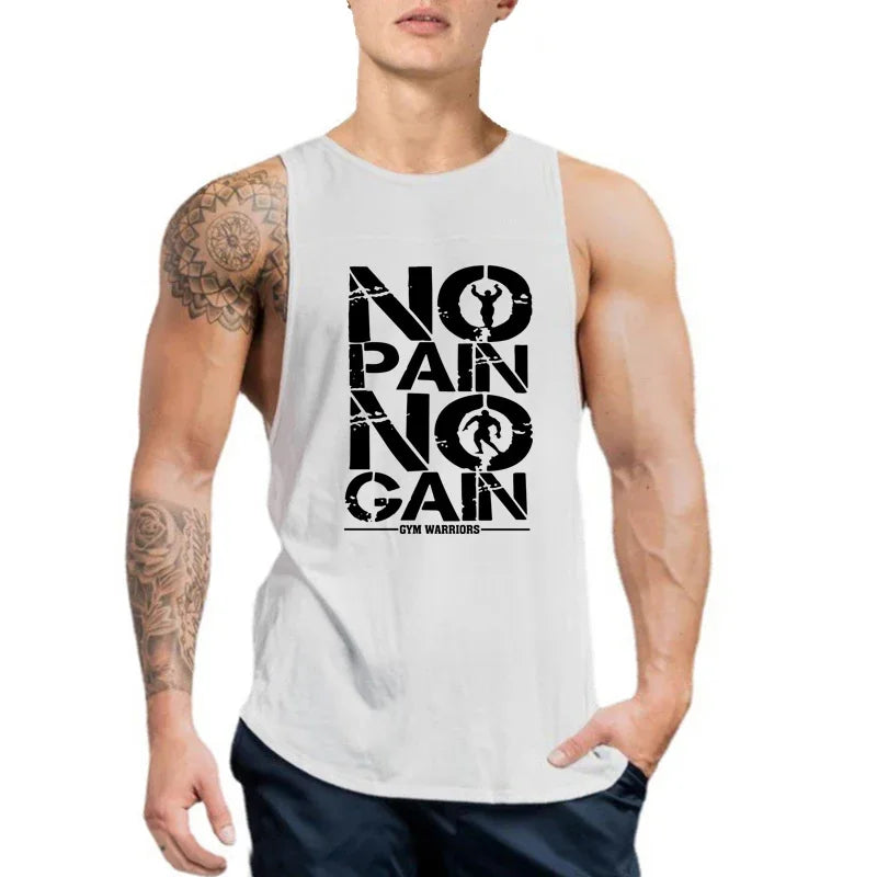 Mens Casual Training Muscle Clothing Gym Bodybuilding Fitness Tank Tops Summer Running Vests Cotton Breathable Sleeveless Shirts