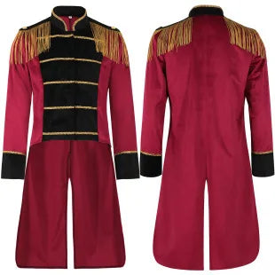 European and American Medieval Clothing for Men, Retro Stand Up Collar Circus Stage Performance Costumes for Men