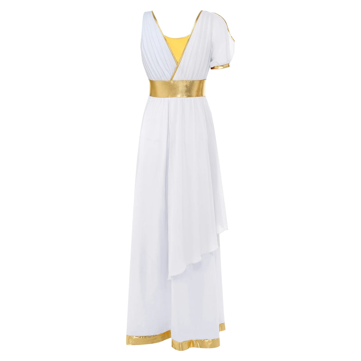 Women Ancient Greek Worship Prayer Tunic Dress Mythology Cosplay Outfit Cold Shoulder Short Sleeve Toga Dress Myths Clothes