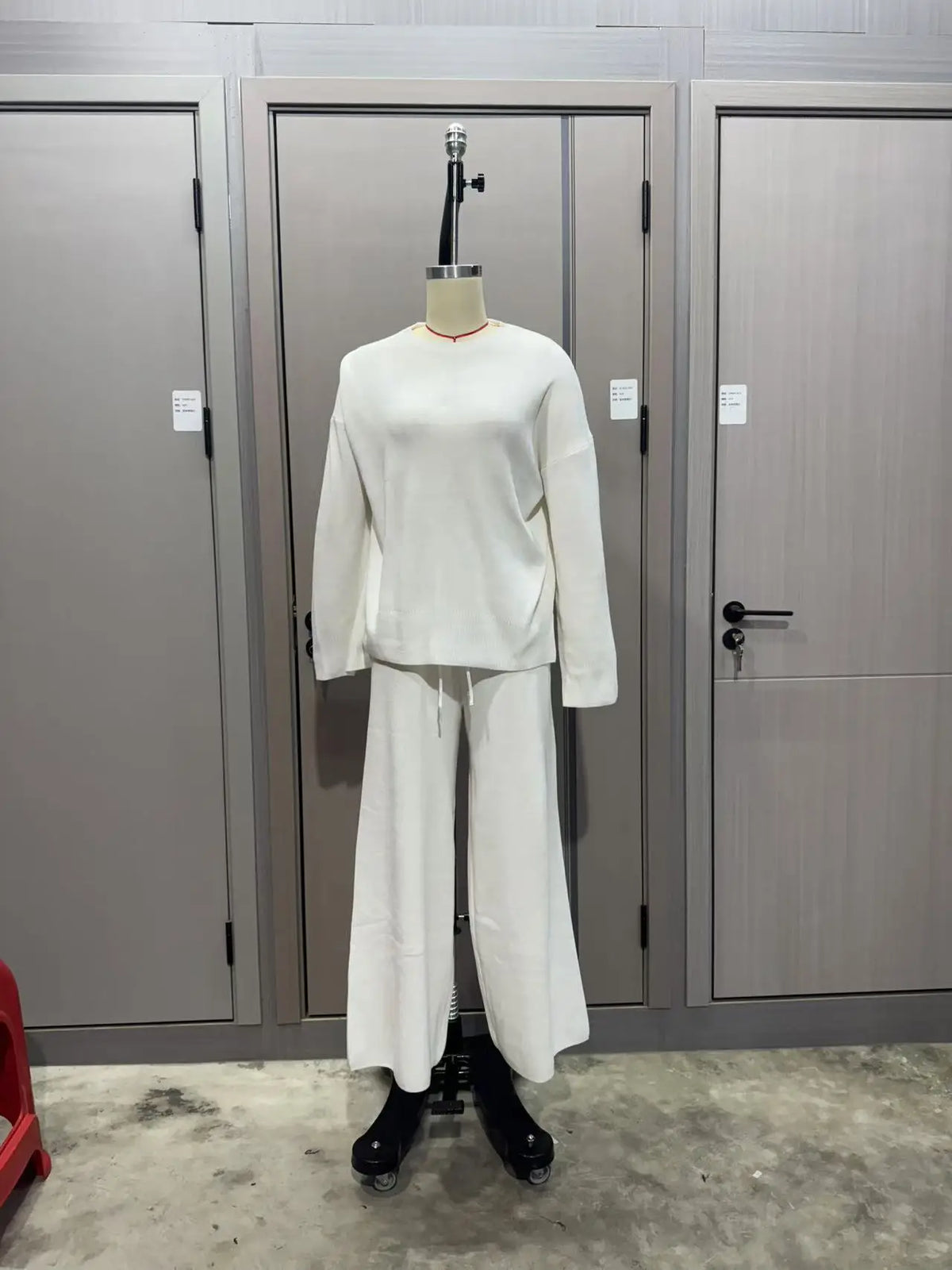 Women's Clothing 2025 Autumn New Solid Color Round Neck Fashion Casual Wide Leg Pants Sweater Suit Female
