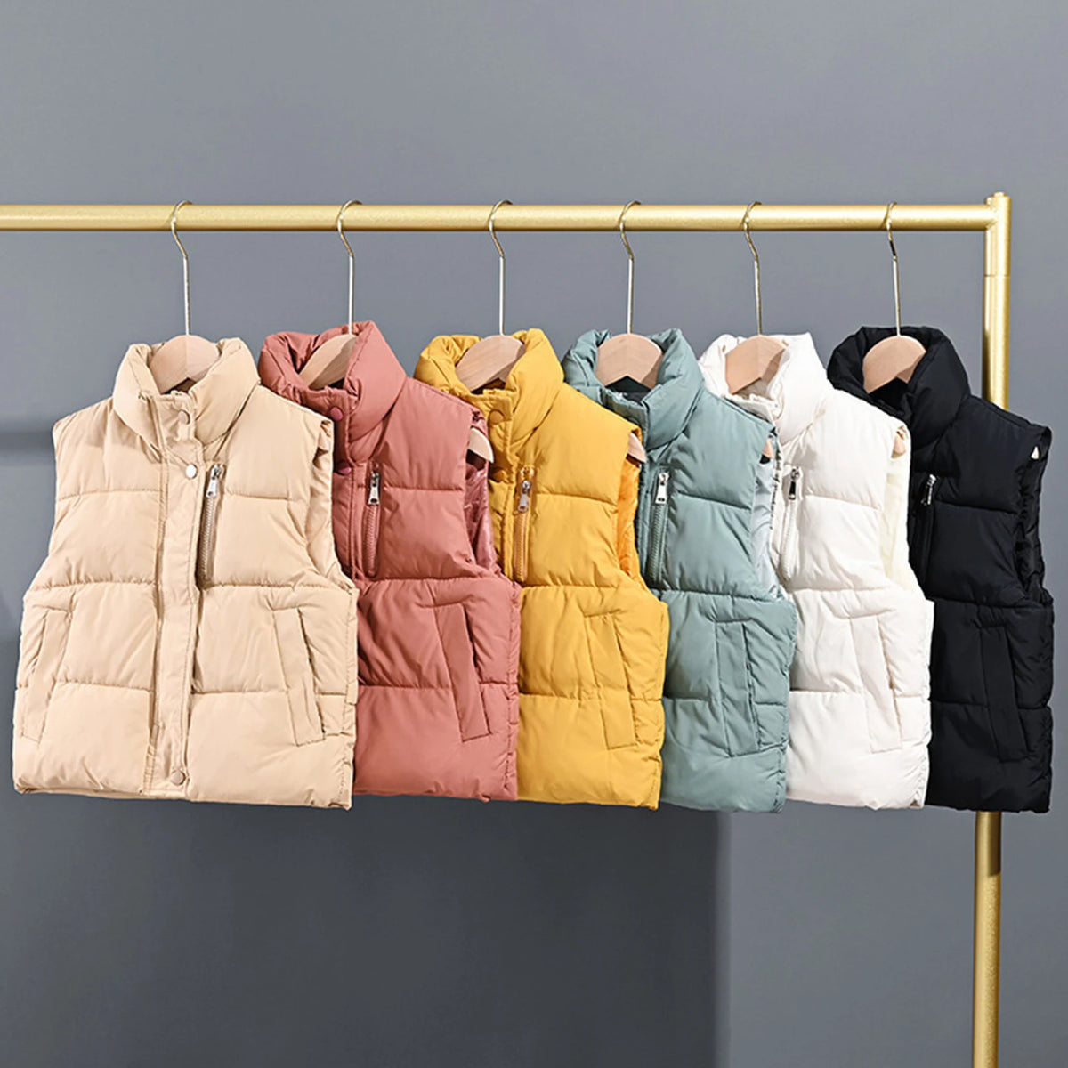 Children's Down Cotton Jacket,Girls Winter Vest,Warm Sleeveless Fleece Boys Waistcoat,Stand Collar Toddlers Quilted Coat
