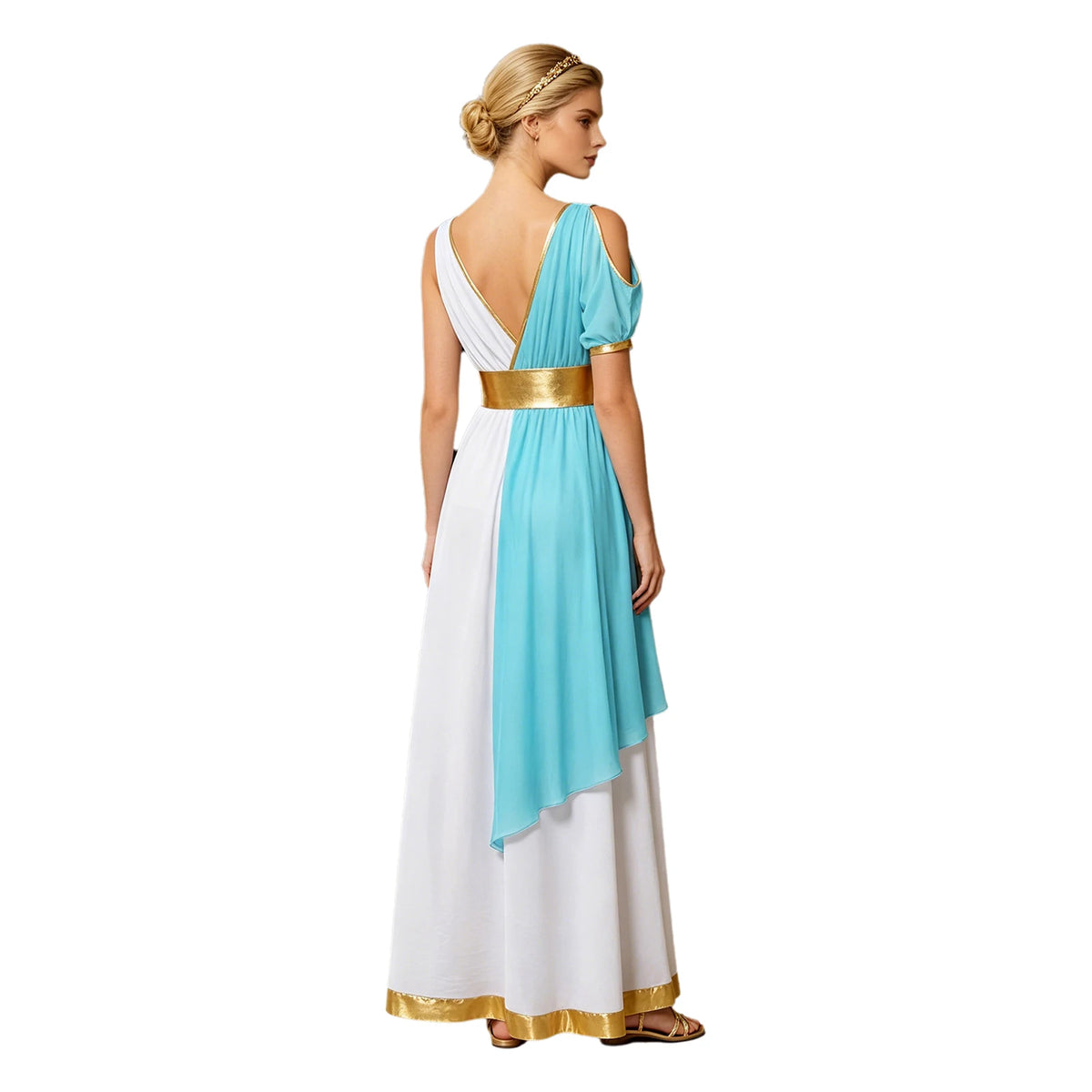 Women Ancient Greek Worship Prayer Tunic Dress Mythology Cosplay Outfit Cold Shoulder Short Sleeve Toga Dress Myths Clothes