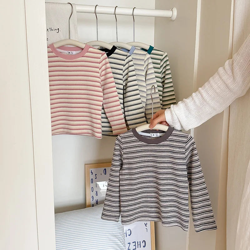 Children's Clothes Girls Tops Boys Clothing For Autumn Spring Striped Long Sleeve T-shirt