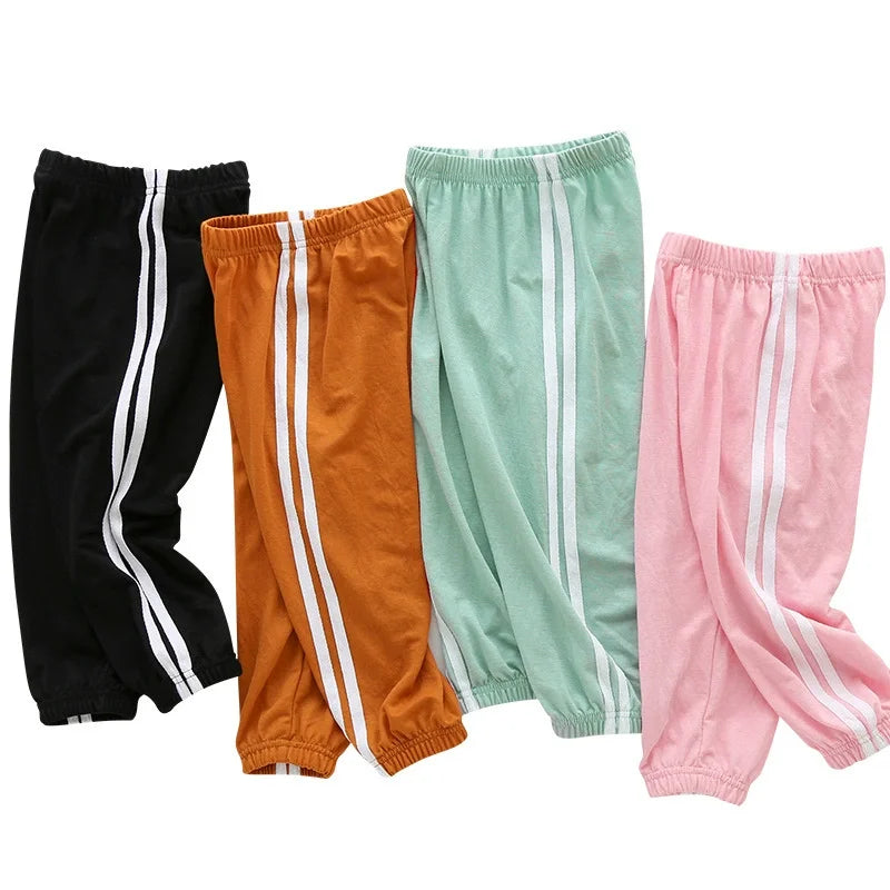 Children's Four Seasons Thin Casual Color Matching Pants Boys Casual Fashion Harem Pants Girls Candy-colored Joker 9 Pants Runn