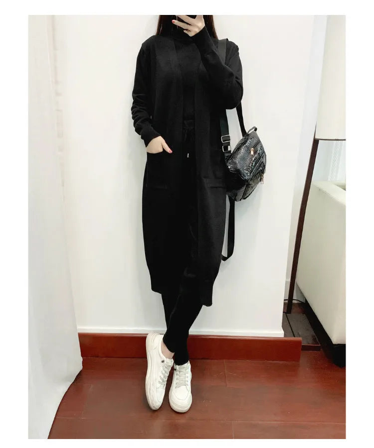 Clothes for Women 2026 Winter Autumn 3 Piece Women Fashion Knitted Top Pant Set Ladies Sweater Suit Ladies Women Suit Outfits
