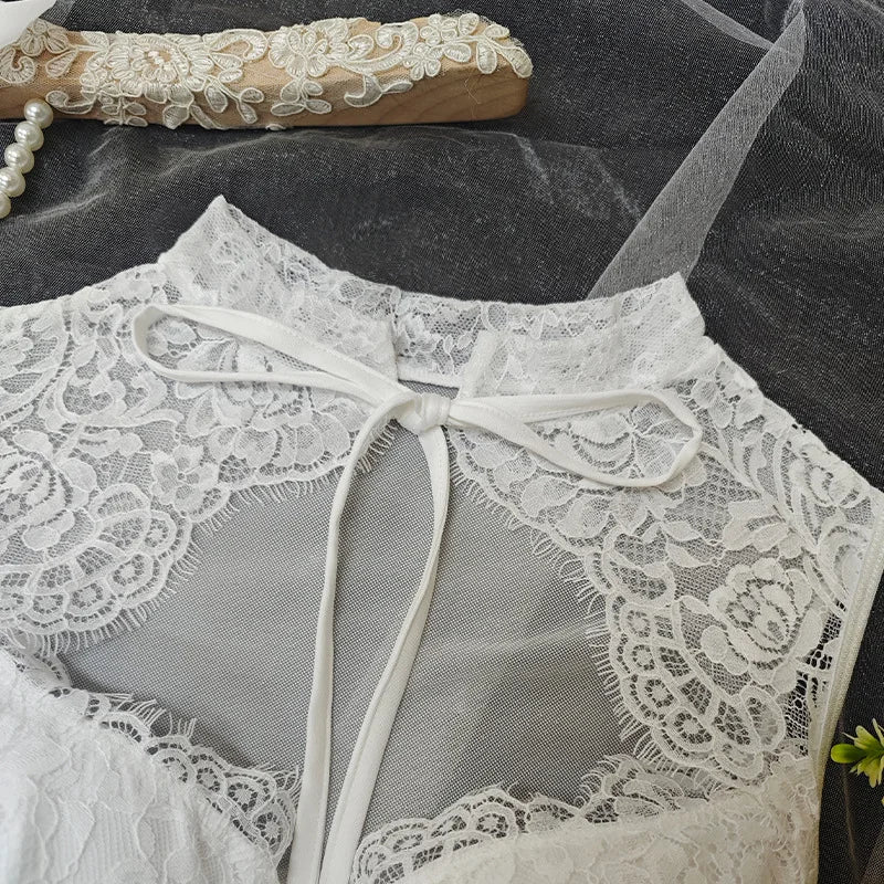 Women Sexy Lace Top See Through Corset Tank Elegant Ladies Sheer Camis Push Up Off Shoulder Vest Outfit
