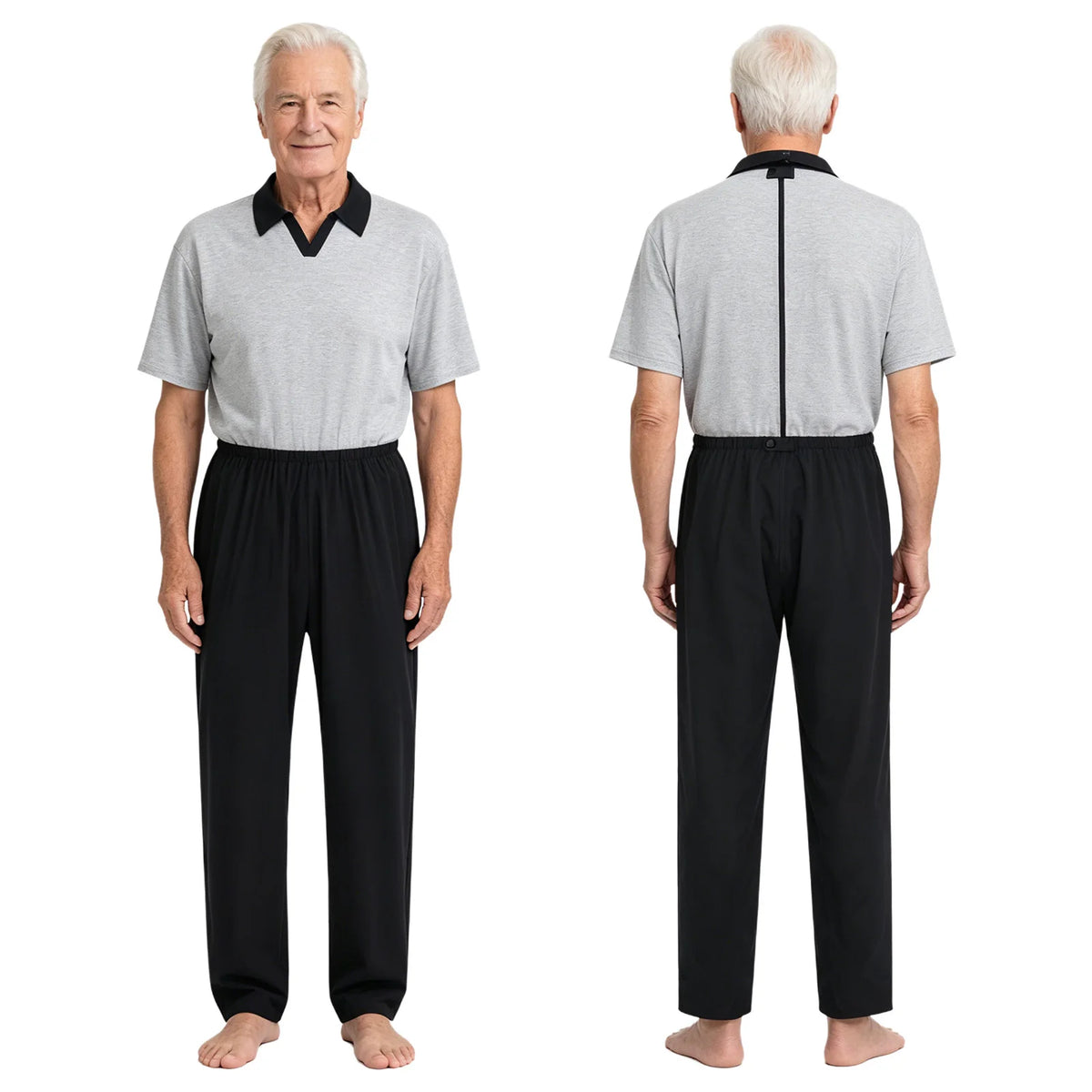 Adult Special Needs Adaptive Clothing Long Short Sleeve Zipper Anti-Strip Jumpsuit Sleepwear for Disabilities Alzheimer Patient
