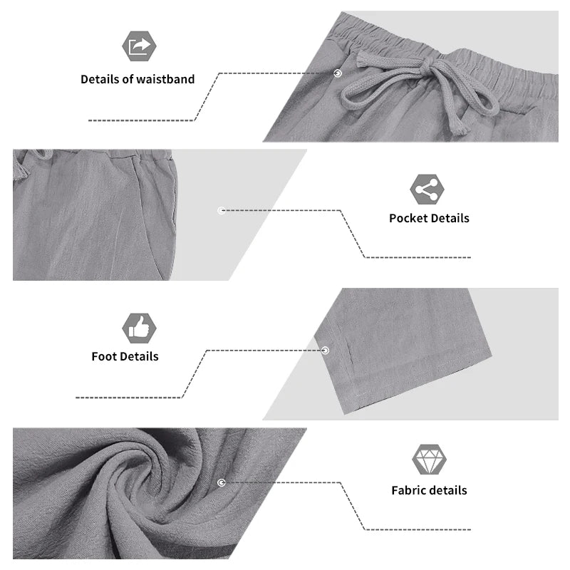 Men's Clothing Set Linen Two-Piece Set: Long-Sleeve Polo Shirt and Straight-Leg Pants Set, Casual Beach Sportswear