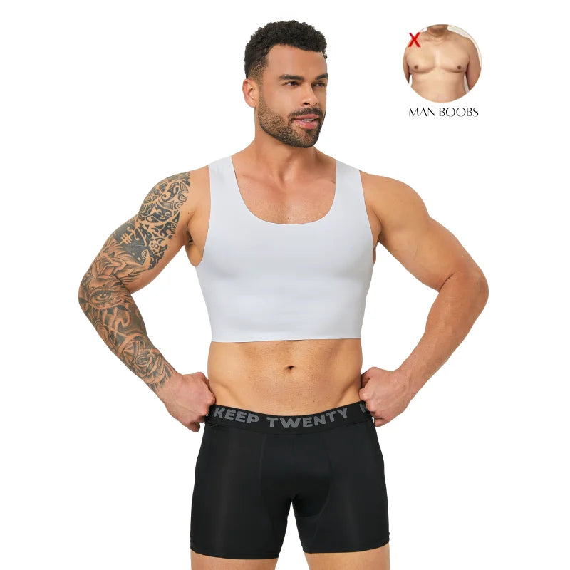 Men's Seamless Shaping Short Vest, Sleeveless Slim Fit Underwear, High Elasticity Breathable Comfortable Vest
