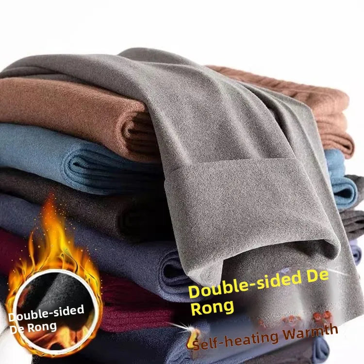 Men's Thermal High Waist Thickened Fleece Lined Winter Pants Comfortable Breathable Warm Bottoming Trousers Casual Style