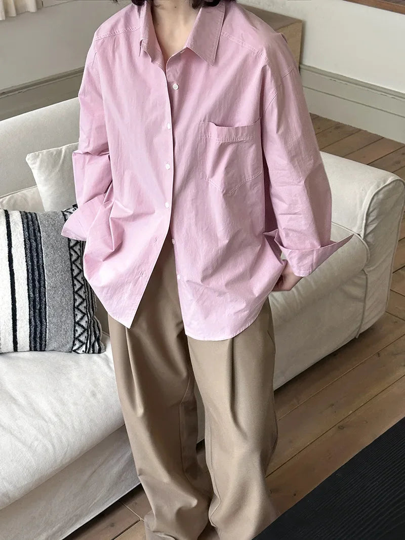 2026 Womens Tops And Blouses Fashion Pink White Shirts Blusas Roupa Women Spring Long Sleeve 100% Cotton Blouses Top Feminina