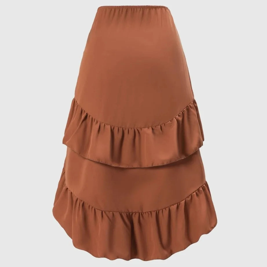 Women's Clothing 2025 Summer New High Waisted Patchwork Slimming Half Skirt with Ruffled Hem Hem