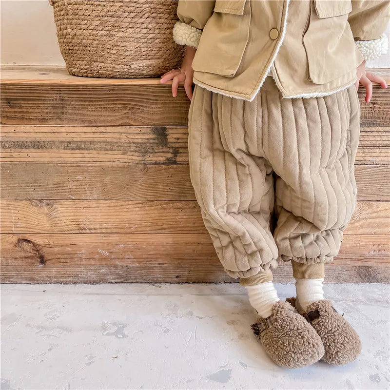 Children's Clothing From 2 To 7 Years Winter Kids Warm Cotton-Padded Trousers Baby Girls Thick Pants Toddler Boys Wear Clothes