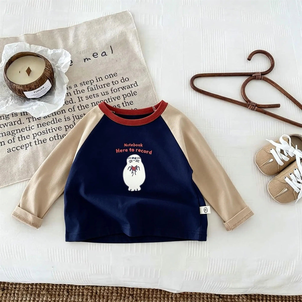 1-7 Age Children' Clothes Fashion New Style Kids Long Sleeve Tees Tops Loose Casual Baby Girl Boy Base Shirt Blouse Round Collar