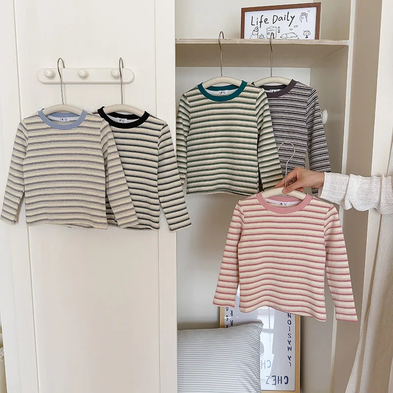Children's Clothes Girls Tops Boys Clothing For Autumn Spring Striped Long Sleeve T-shirt