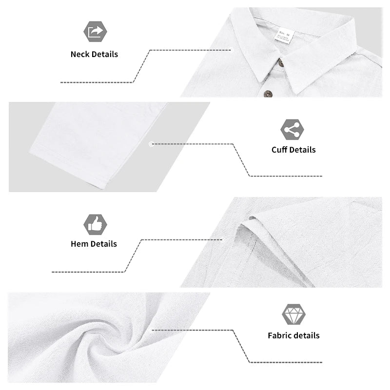 Men's Clothing Set Linen Two-Piece Set: Long-Sleeve Polo Shirt and Straight-Leg Pants Set, Casual Beach Sportswear