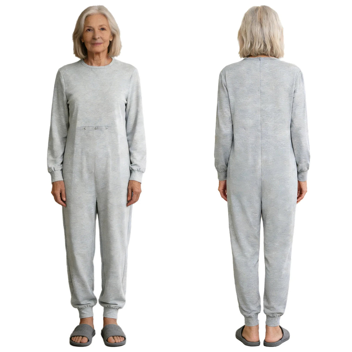 Adult Special Needs Adaptive Clothing Long Short Sleeve Zipper Anti-Strip Jumpsuit Sleepwear for Disabilities Alzheimer Patient