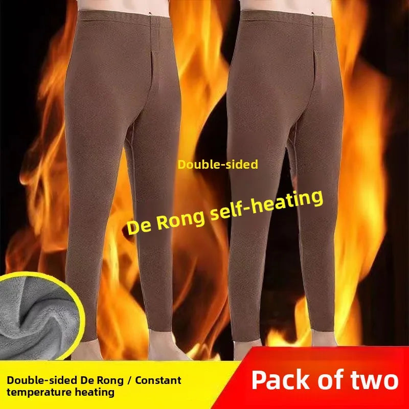 Men's Thermal High Waist Thickened Fleece Lined Winter Pants Comfortable Breathable Warm Bottoming Trousers Casual Style