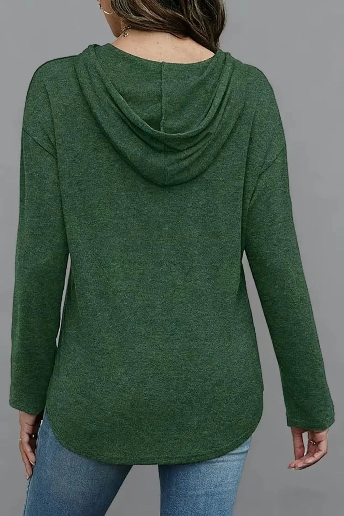 Women's Clothing European American Solid Color Drawstring Sweatshirts Loose Irregular Hoodies Top for Spring Autumn
