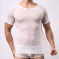 Mens T-shirt Sexy Transparent Sheer Mesh Breathable Underwear See Through Short Sleeve Undershirt Fitness Casual Tops Tees