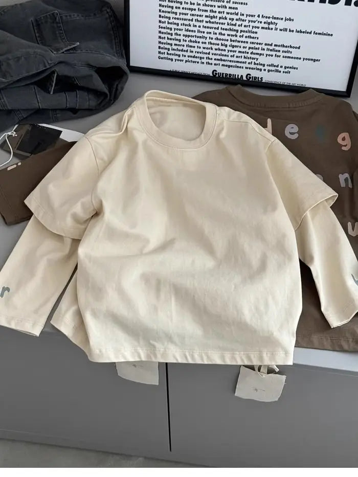 Children's Clothing Boys' Long Sleeved T-Shirt Spring and Autumn Children's Cotton Casual Base Top