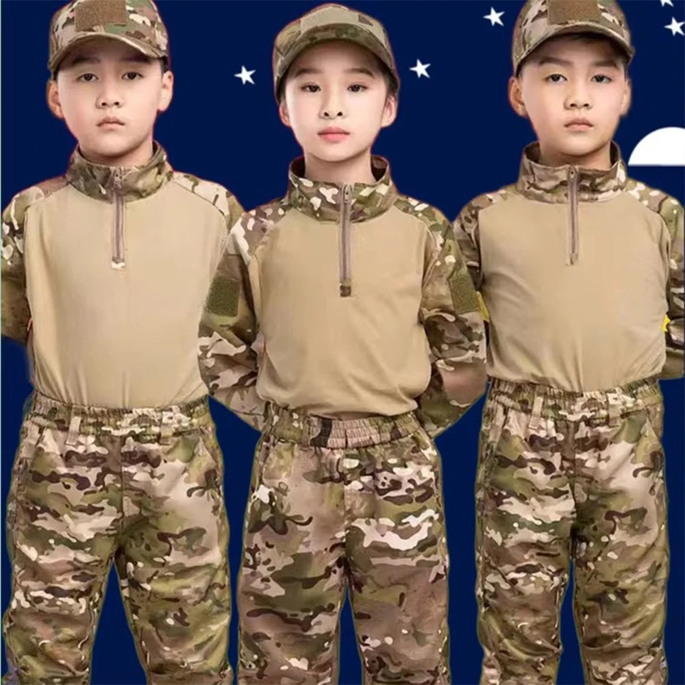 Children Boys  Tactical  Uniform Hunting Clothing Sets Airsoft Camouflage Suits Hiking Training Outdoor Parent-child