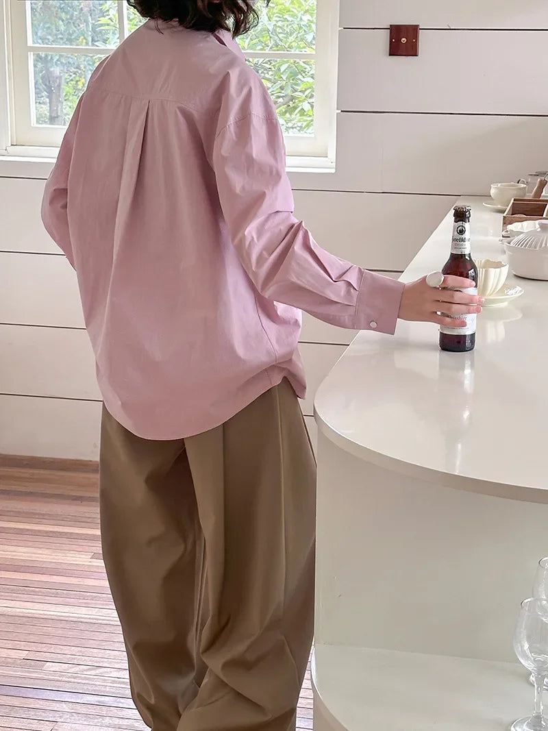 2026 Womens Tops And Blouses Fashion Pink White Shirts Blusas Roupa Women Spring Long Sleeve 100% Cotton Blouses Top Feminina