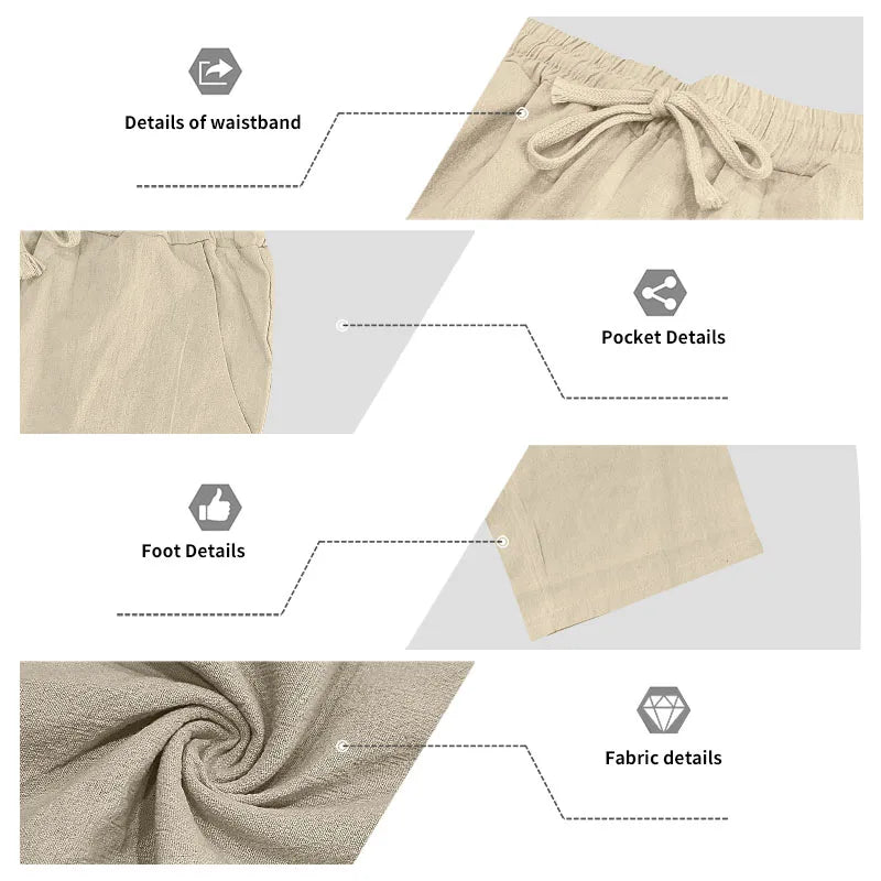 Men's Clothing Set Linen Two-Piece Set: Long-Sleeve Polo Shirt and Straight-Leg Pants Set, Casual Beach Sportswear