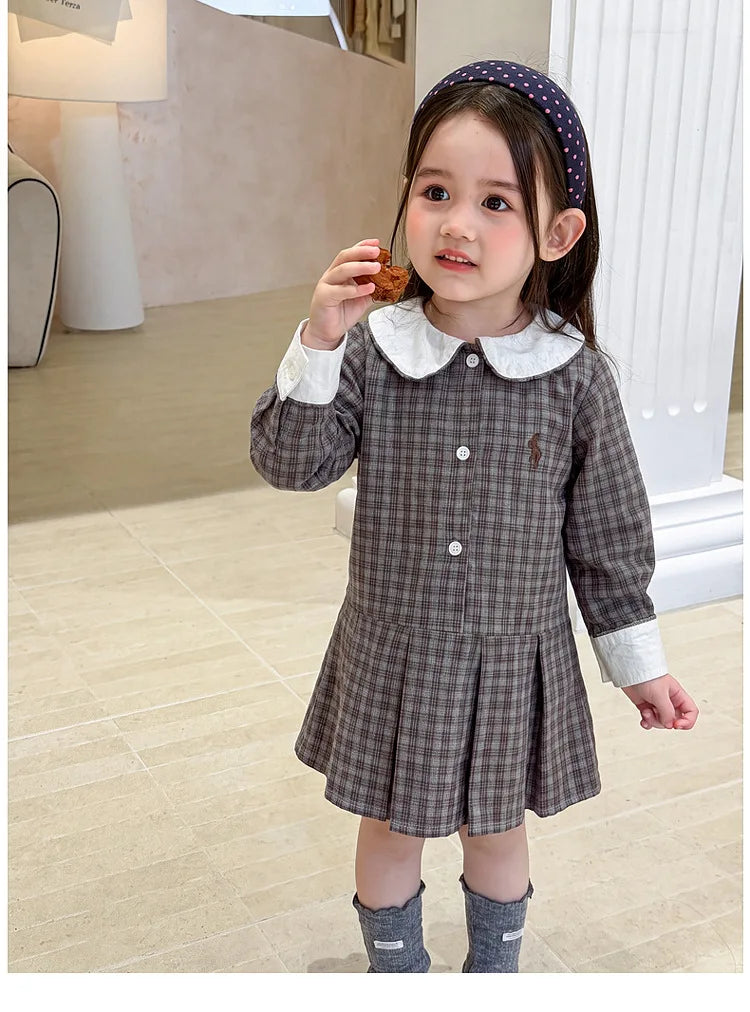 New Children Clothing Dress Winter Clothing Children Plaid Long Skirt Comfortable and Casual Pure Cotton A-class Baby Girl Dress
