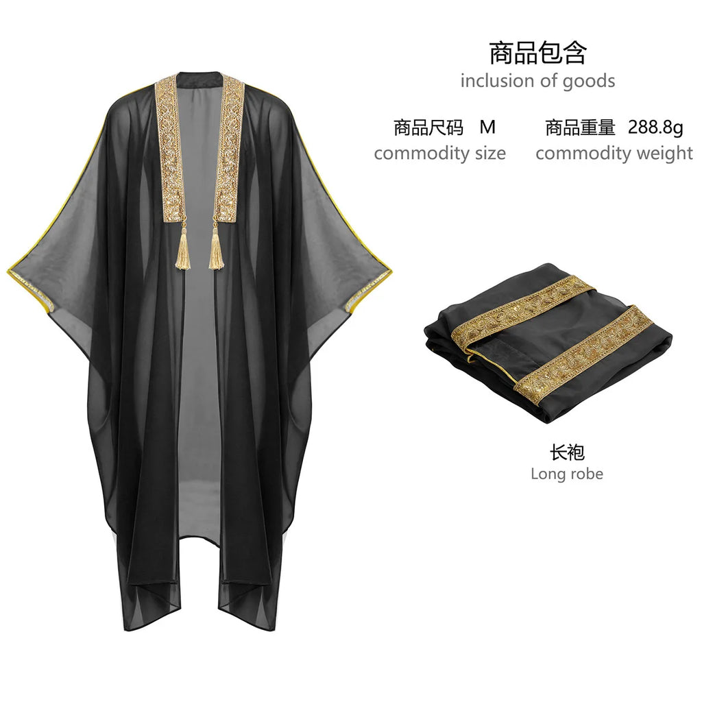Mens Tops Muslim Middle Eastern Islamic Arabic Clothing Loose Striped Long Sleeve Full Length Halloween Cosplay Robe