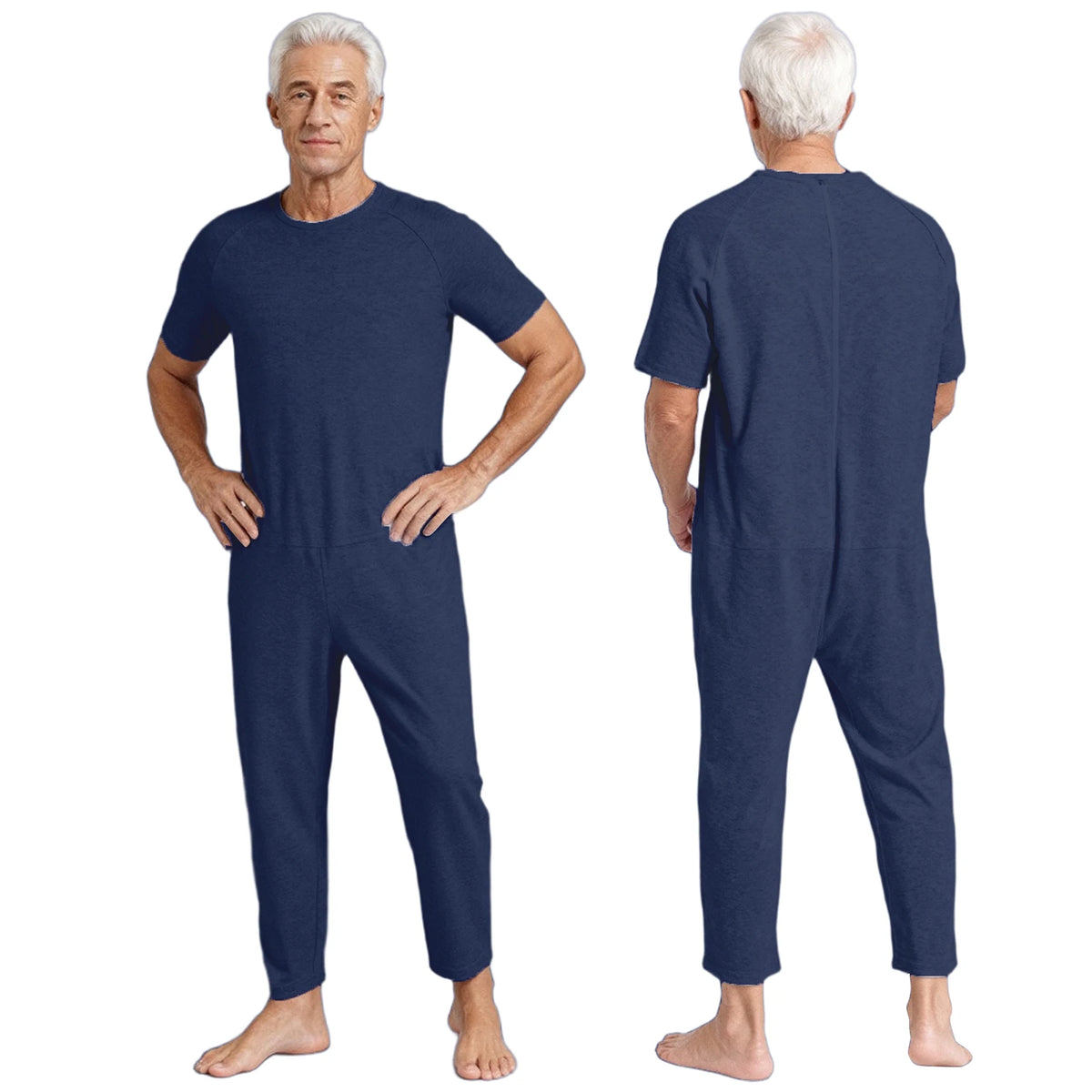 Adult Special Needs Adaptive Clothing Long Short Sleeve Zipper Anti-Strip Jumpsuit Sleepwear for Disabilities Alzheimer Patient