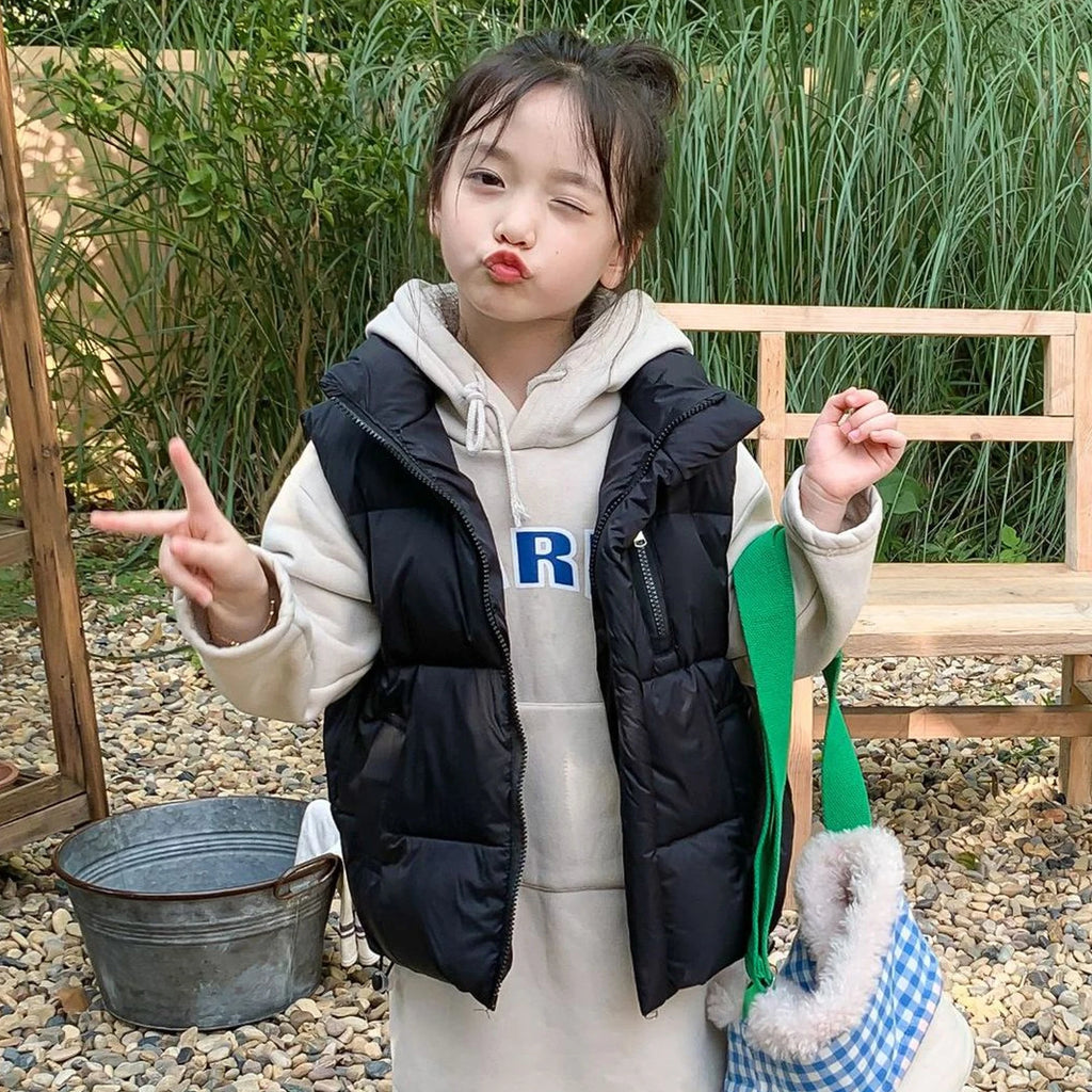 Children's Down Cotton Jacket,Girls Winter Vest,Warm Sleeveless Fleece Boys Waistcoat,Stand Collar Toddlers Quilted Coat
