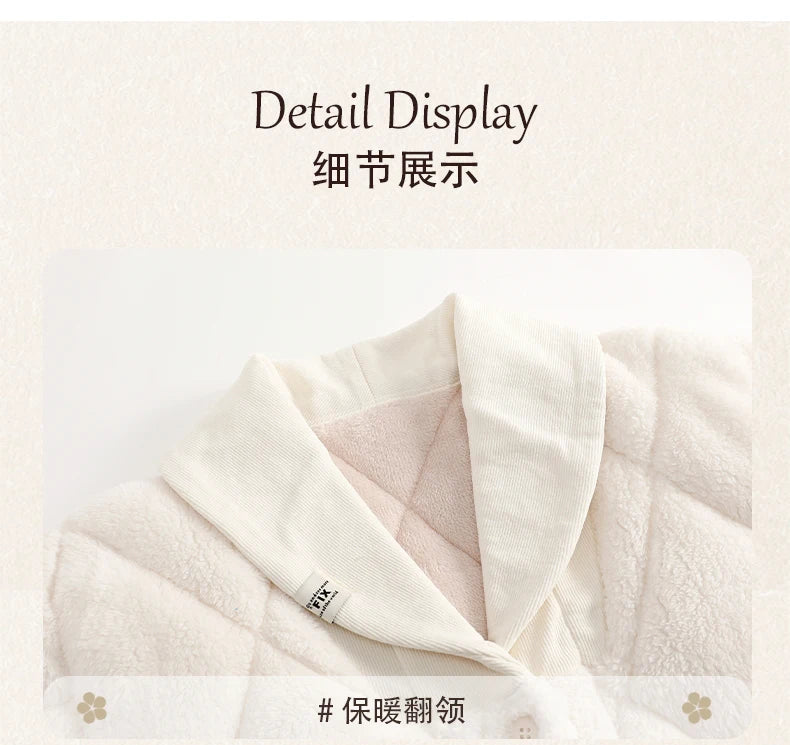 Newest winter 3 layer clip cotton pajama set couple turn-down collar pyjamas thick warm home clothing