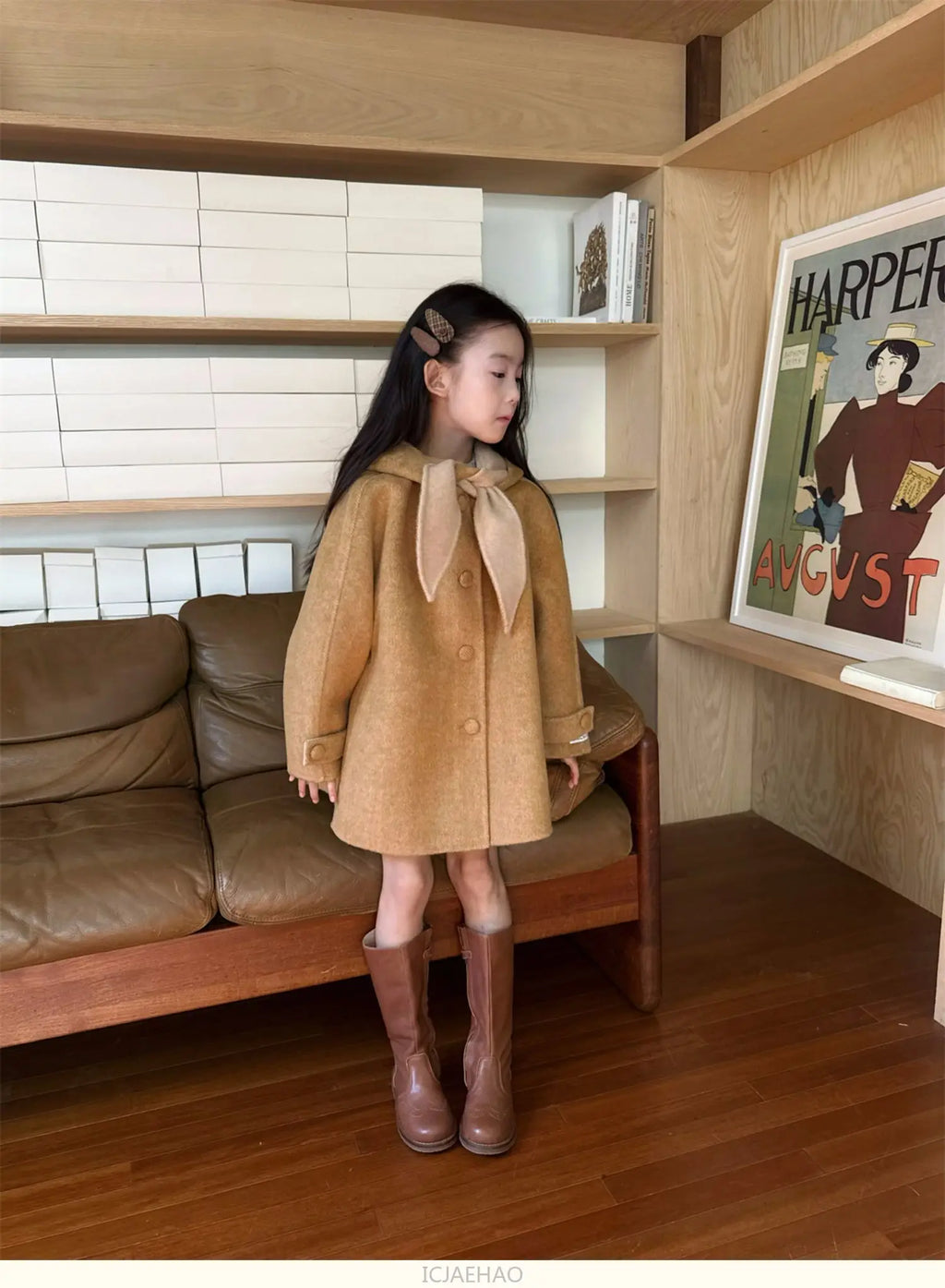 Teen Girl Clothes 2025 Children Wool Double Faced Girls Coat Clothes Kids Herringbone Outerwear Costumes Hooded Cape Handmade