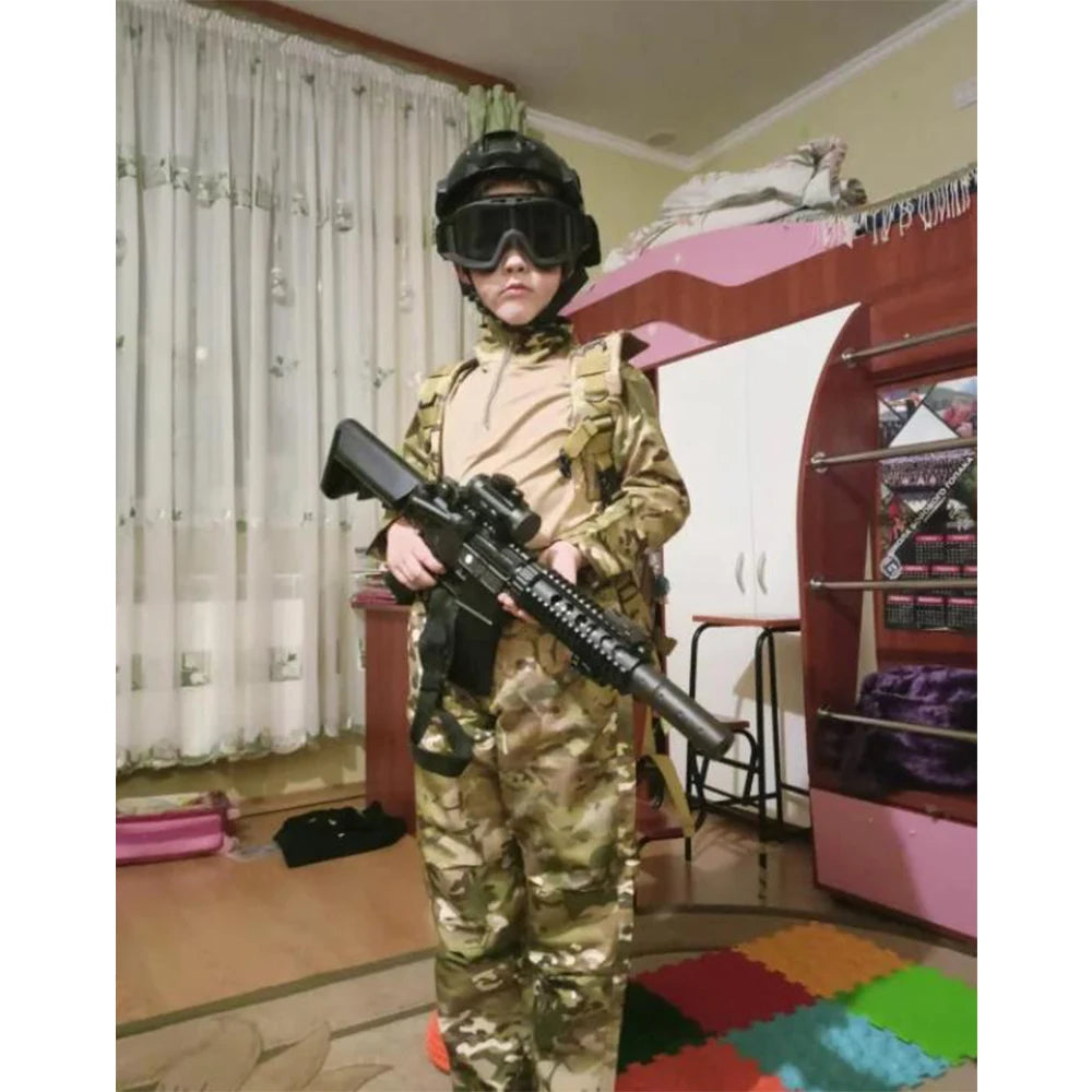 Children Boys  Tactical  Uniform Hunting Clothing Sets Airsoft Camouflage Suits Hiking Training Outdoor Parent-child