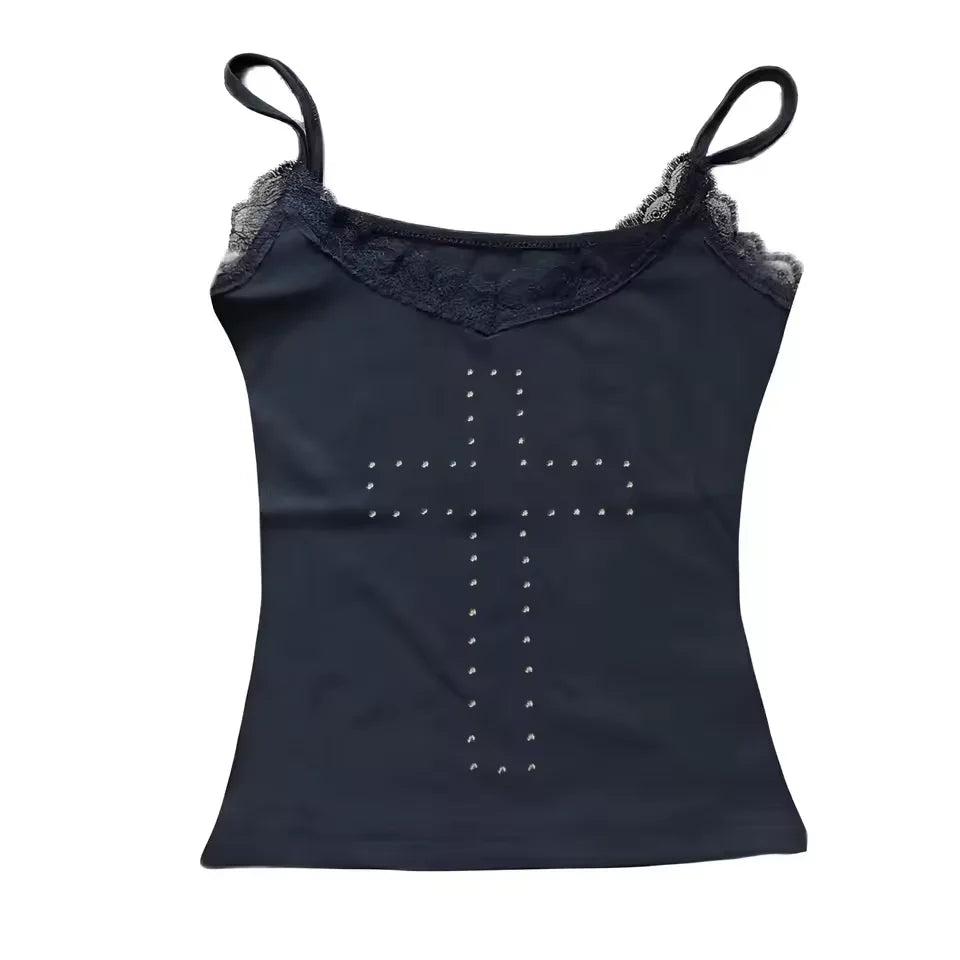 Woman Clothes Vintage Women's 2000s Y2k Tops Corset Emo Summer Aesthetic Women's Blouses Harajuku With RhinestoneCrop Top