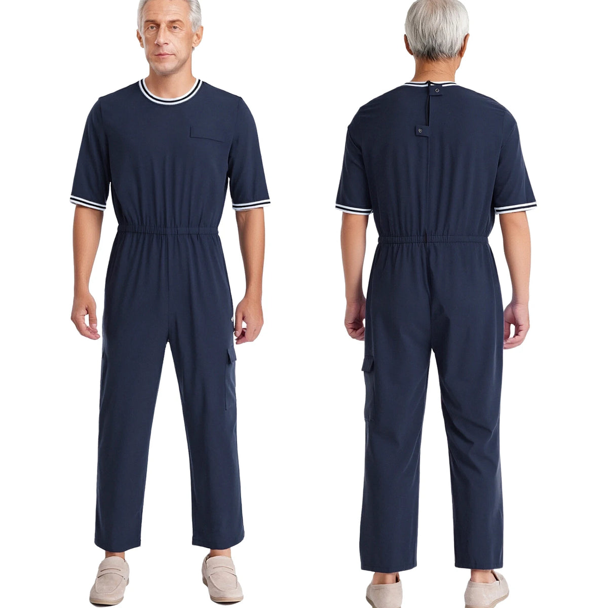 Adult Special Needs Adaptive Clothing Long Short Sleeve Zipper Anti-Strip Jumpsuit Sleepwear for Disabilities Alzheimer Patient