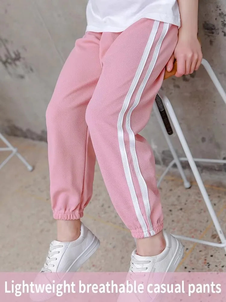 Children's Four Seasons Thin Casual Color Matching Pants Boys Casual Fashion Harem Pants Girls Candy-colored Joker 9 Pants Runn
