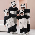 Winter Family Parent-Child Outfit Pijamas Onesie Animal Kawaii Panda Sleepwear Thicken Soft Warm Hoodies Jumpsuits Pyjama