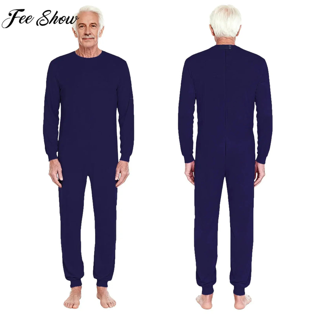 Adult Special Needs Adaptive Clothing Long Short Sleeve Zipper Anti-Strip Jumpsuit Sleepwear for Disabilities Alzheimer Patient