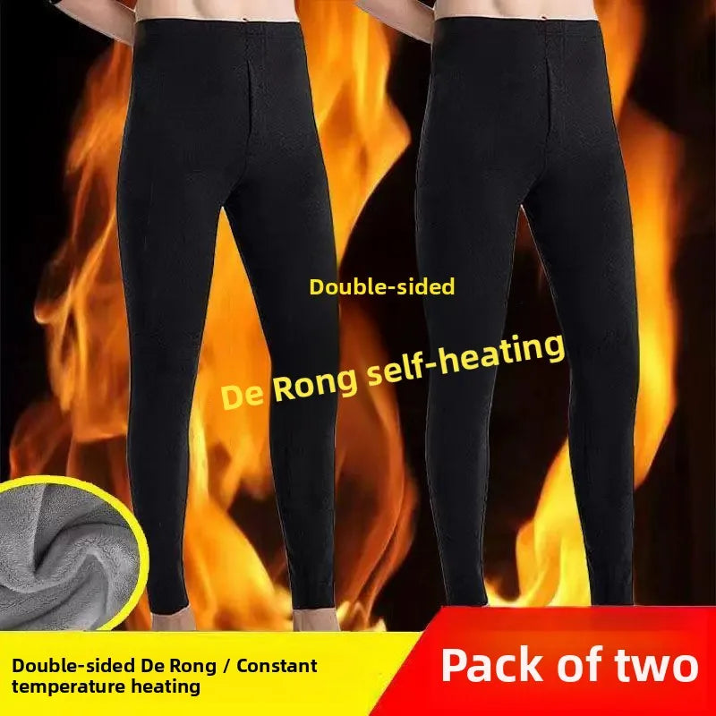 Men's Thermal High Waist Thickened Fleece Lined Winter Pants Comfortable Breathable Warm Bottoming Trousers Casual Style