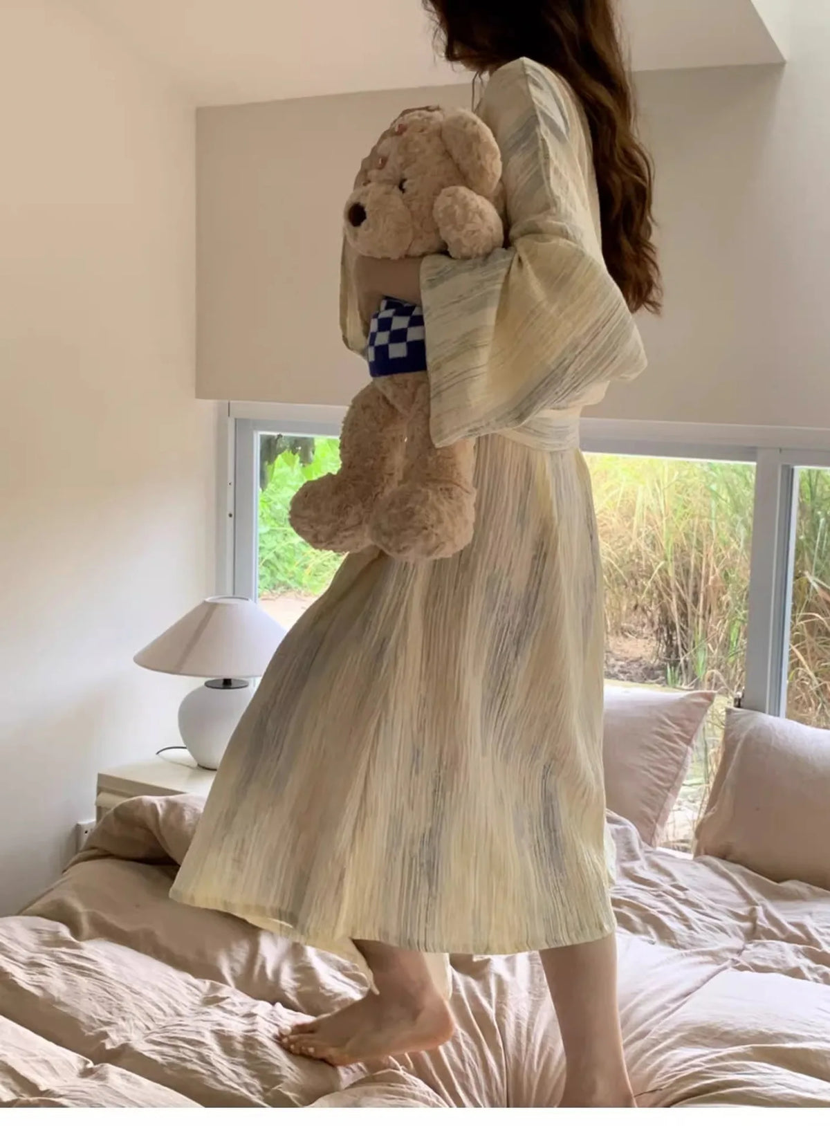 New Women Long Bathrobe Breathable Casual Wear Spring Autumn Loose Pajamas Girls Ladies Teen Casual LoungeWear Woman Nightdress