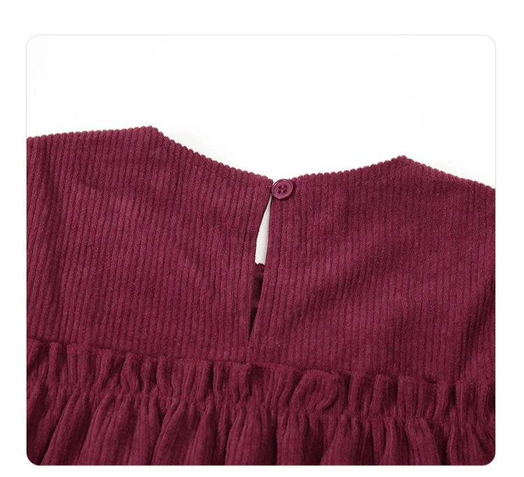 Children Clothing 2025 Autumn and Winter New Corduroy Long Sleeved Girls Baby Round Neck Lace Sleeves Cute Dress