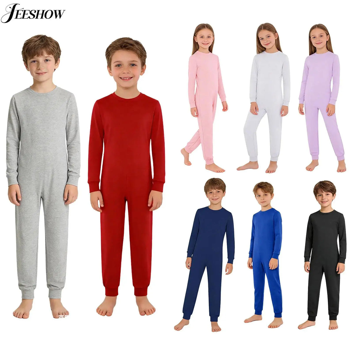 Kids Boys Girls Special Needs Adaptive Clothing Solid Color Round Neck Long Sleeve Jumpsuit Casual Basic Back Zipper Rompers