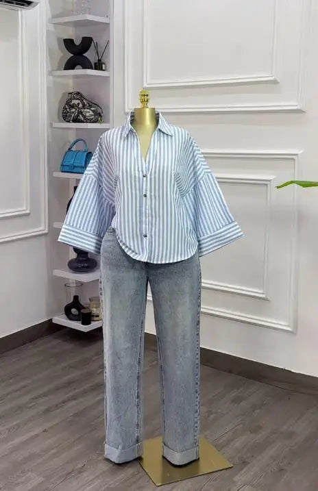 Woman Blouse 2025 Spring Autumn New Fashion Turn-Down Collar Long Sleeve Loose Fit Casual Solid Color Versatile Shirt Top