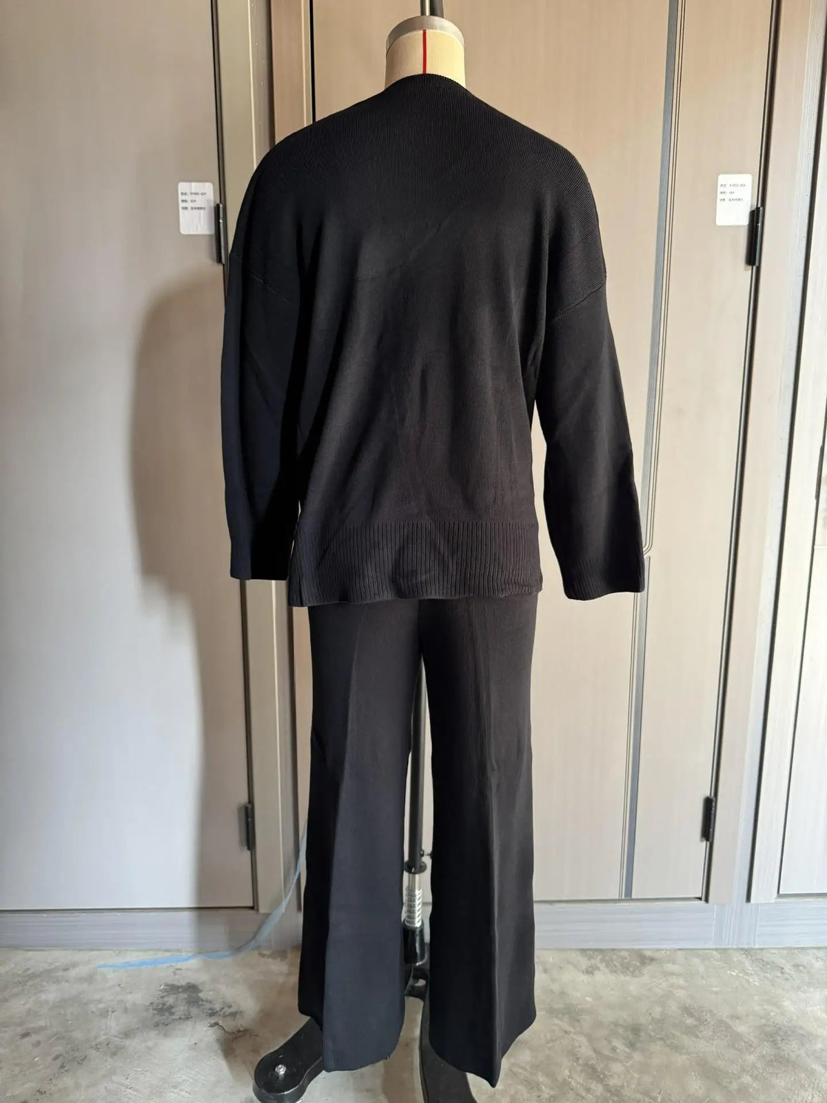 Women's Clothing 2025 Autumn New Solid Color Round Neck Fashion Casual Wide Leg Pants Sweater Suit Female
