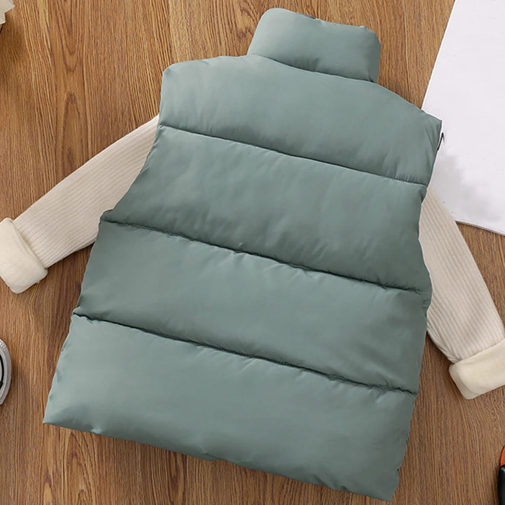 Children's Down Cotton Jacket,Girls Winter Vest,Warm Sleeveless Fleece Boys Waistcoat,Stand Collar Toddlers Quilted Coat