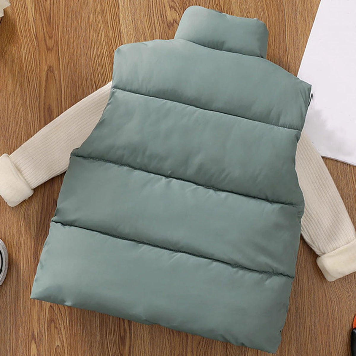 Children's Down Cotton Jacket,Girls Winter Vest,Warm Sleeveless Fleece Boys Waistcoat,Stand Collar Toddlers Quilted Coat